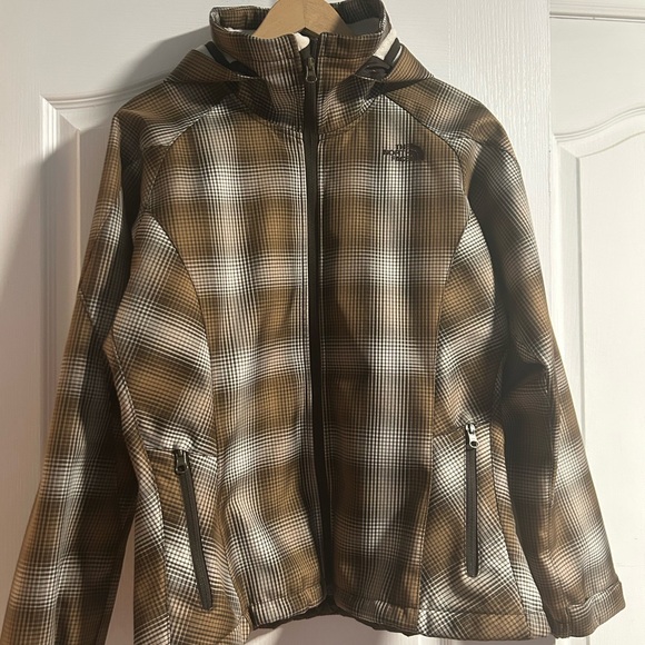 The North Face Jackets & Blazers - The North Face Brown Checked Hooded Lined Waterproof Jacket